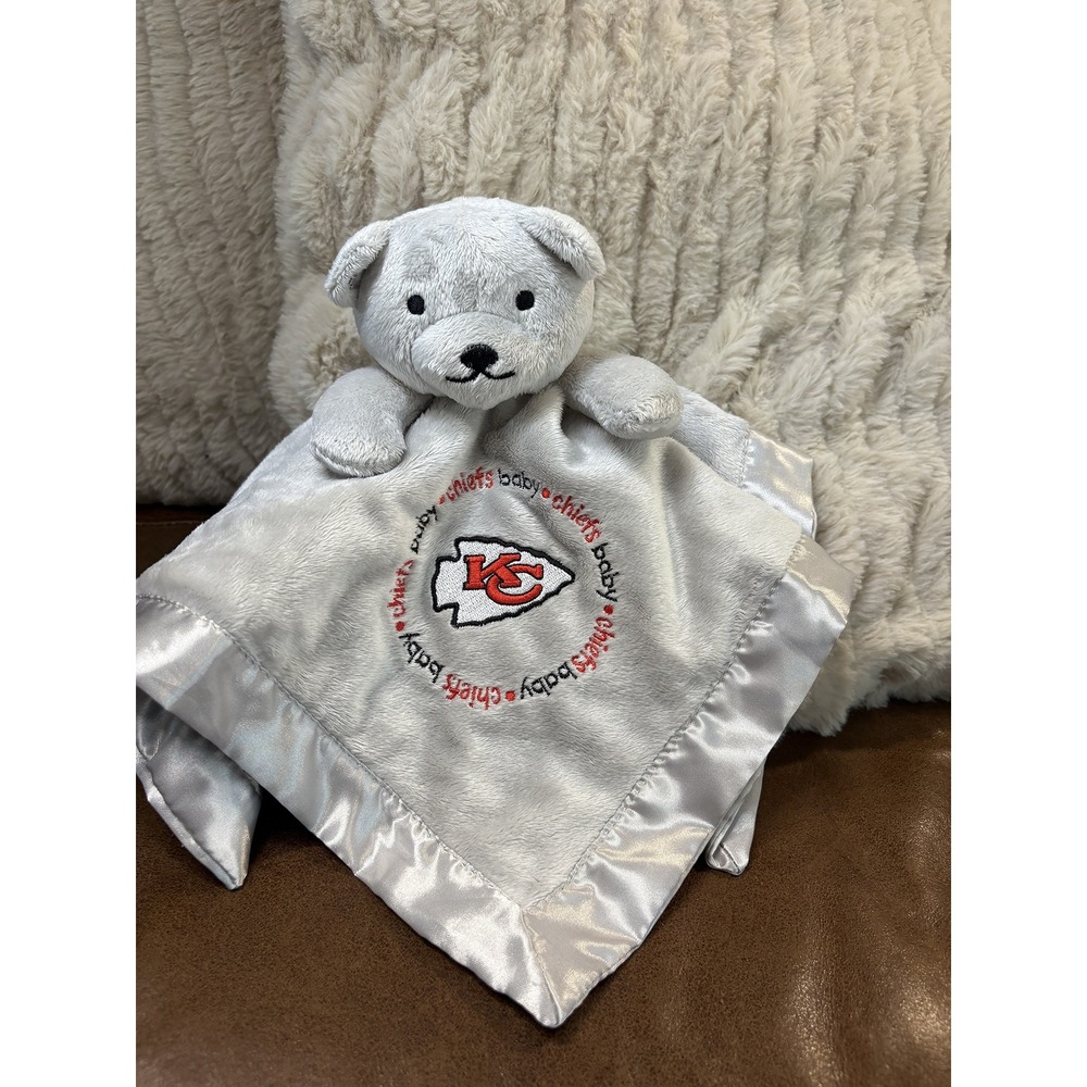 Baby Fanatic Kansas City Chiefs NFL Plush Teddy Bear Security Blanket Lovey Grey